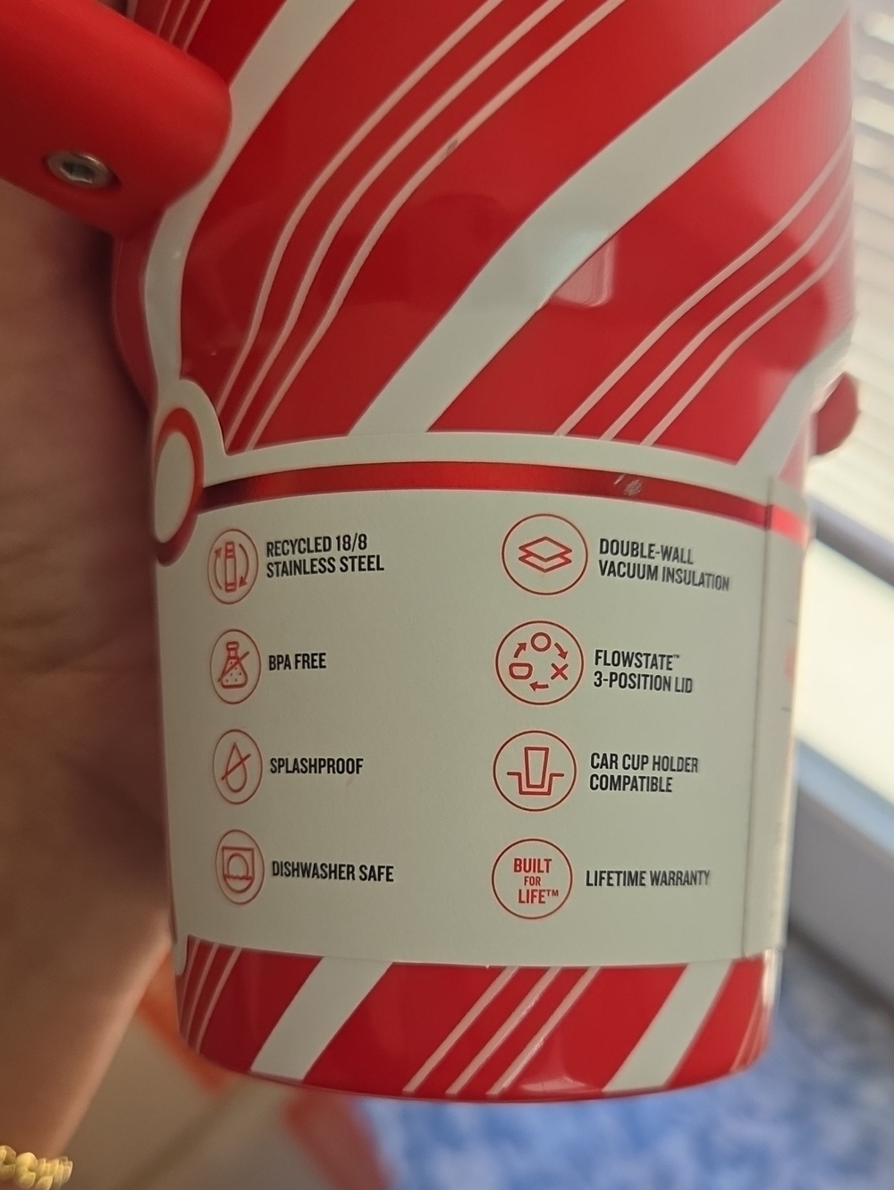 Stanley Red Candy-Stripe Travel Mug with Handle - Picture 9 of 10